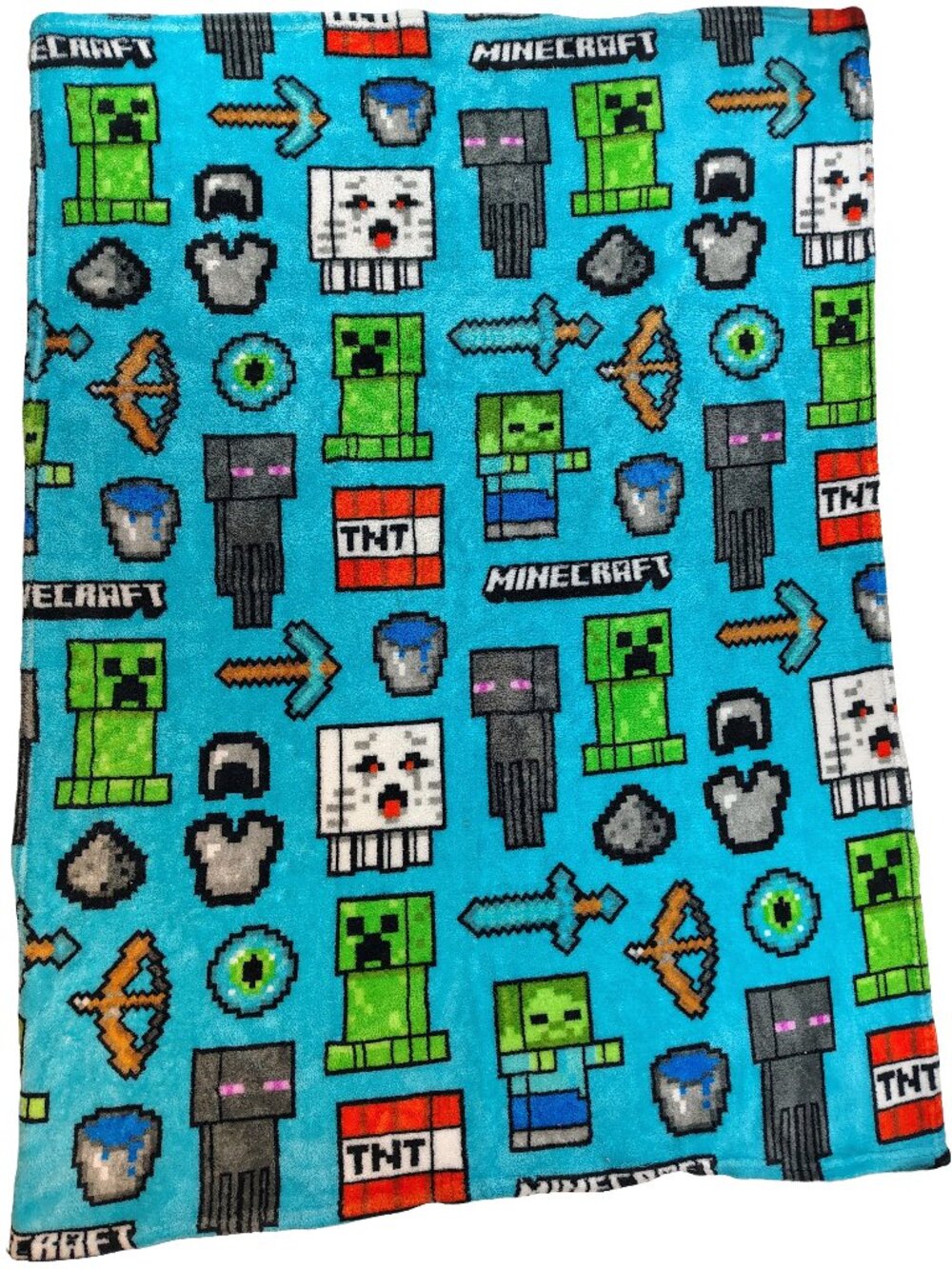 Boy's Colorful Soft Cotton Minecraft Themed Throw Blanket